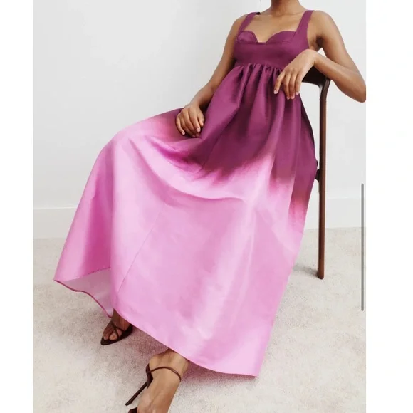 Acler Redin Ombré Maxi Pink Structured Lace Up Back Dress size US 8 $550 MSRP - Picture 4 of 13